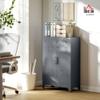 HOMCOM Industrial Storage Cabinet, Steel Garage Cabinet with Double Doors and Adjustable Shelves, Grey view 2