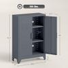 HOMCOM Industrial Storage Cabinet, Steel Garage Cabinet with Double Doors and Adjustable Shelves, Grey view 3