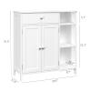 Irontar Bathroom Floor Cabinet with Drawer, Floor Storage Cabinet with Doors & Adjustable Shelves, Freestanding Kitchen Cabinet with 3 Open Compartments for Living Room, Entryway, White view 3