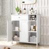 Irontar Bathroom Floor Cabinet with Drawer, Floor Storage Cabinet with Doors & Adjustable Shelves, Freestanding Kitchen Cabinet with 3 Open Compartments for Living Room, Entryway, White view 4
