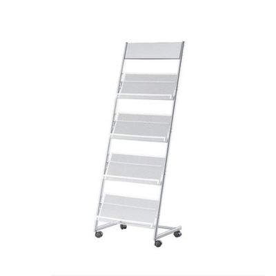4 Pockets Magazine Rack, Durable Brochure Display Stand, Magazine Holder Newspaper Stand, Silver