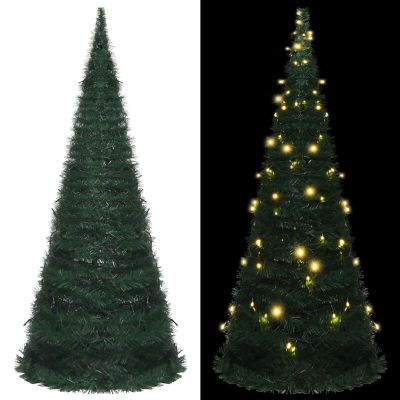 Tidyard Pop Up Christmas Tree, Pre-Lit 7ft Collapsible Artificial PVC Tree with 200 LED Lights, Indoor Outdoor Holiday Decoration for Living Room Garden Party