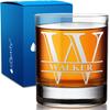 10.25 oz Custom Whiskey Glass - Script Monogram Initial and Name - Personalized Etched Bourbon Glasses - Old Fashioned Rocks Cocktail Glass - Gift for Men view 1