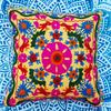 Boho Throw Suzani Pillow, Embroidered Pillow Covers 16x16, Decorative Throw Pillow Cover, Indian Pom Pom Outdoor Pillow (50) view 3