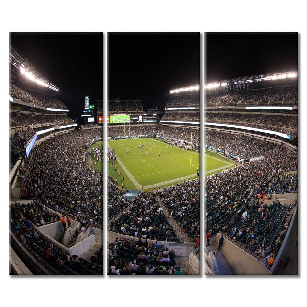 3 Panel Large Canvas Wall Art Lincoln Financial Field Picture **Wall Art for Home Wall Decor, Philadelphia, Pennsylvania Posters for Men Boys Gift for Bedroom, Office Decor, 60" Wx40 H