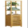 VIAGDO Storage Tall Slim Cabinet with Shutter Door and 3 Tier Shelves, Freestanding Linen Tower Cabinet for Living Room, Kitchen, Bathroom Organizer, Natural Bamboo view 1