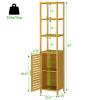 VIAGDO Storage Tall Slim Cabinet with Shutter Door and 3 Tier Shelves, Freestanding Linen Tower Cabinet for Living Room, Kitchen, Bathroom Organizer, Natural Bamboo view 3