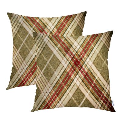 Batmerry Plaid Pillow Covers 20x20 Inch Set of 2, Tartan Wool Tartan Fabric Plaid Britain Clothing Material Scotland Double Sided Decorative Pillows Cases Throw Pillows Covers