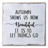 Aihesui Wood Sign Hanging Home Wall Decoration Autumn Shows Us How Beautiful It is to Let Things Go Frameless Design Plaque Use for Living Room Kitchen Batheroom Bedroom Office School 16x16inch view 1