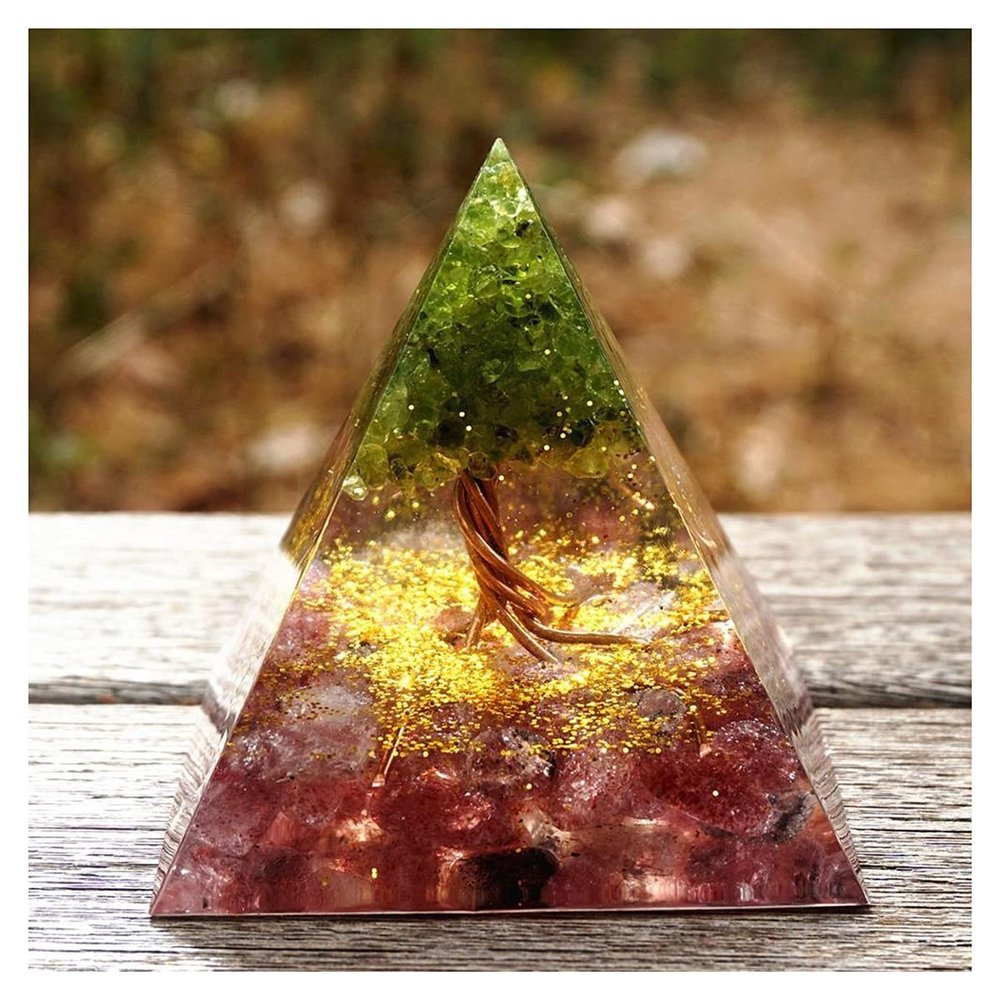 ZTBH Crystal Pyramid 60MM Tree of Life Orgone Pyramid Healing Crystals (Size : 60mm)