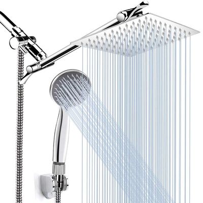TYQXSH 8 Inch High Pressure Rain Hand Shower Head, Adjustable Stainless Steel Bathroom Shower Head,with 11 Inch Extension Arm