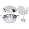 Japanese Deep Frying Pot, Deep Fryer Pot, Stainless Steel with Thermometer/Lid/Draining Rack, for French Fries Shrimp Chicken (2.2L) view 1