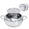 Japanese Deep Frying Pot, Deep Fryer Pot, Stainless Steel with Thermometer/Lid/Draining Rack, for French Fries Shrimp Chicken (2.2L) view 3