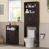 Yaheetech Over The Toilet Storage, Taller Bathroom Organizer Space-Saving Storage Cabinet with Adjustable Shelves and Double Doors, 77 in H, Espresso view 2