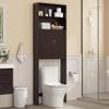 Yaheetech Over The Toilet Storage, Taller Bathroom Organizer Space-Saving Storage Cabinet with Adjustable Shelves and Double Doors, 77 in H, Espresso view 3