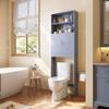Yaheetech Over The Toilet Storage, Taller Bathroom Organizer Space-Saving Storage Cabinet with Adjustable Shelves and Double Doors, 77 in H, Grey view 2