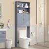 Yaheetech Over The Toilet Storage, Taller Bathroom Organizer Space-Saving Storage Cabinet with Adjustable Shelves and Double Doors, 77 in H, Grey view 3