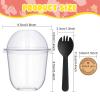 Cunhill 50 Pack Dessert Cups with Dome Lids Disposable Plastic Cups with Lids Clear Pet (No Hole), Sporks and Stickers for Plastic Fruit, Cake and Mini Snack Bowls(12 oz,Simple Cup) view 4