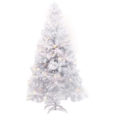 XBAOMING Artificial Christmas Tree, White Snowflake Christmas Tree, Large Christmas Scene Decoration with Metal Bracket,White,1.8m