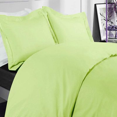 AMAY Giza Cotton, 500 Thread Count 3-Piece Duvet Cover Set, Super, Luxurious, Stylish - Queen Sage Solid