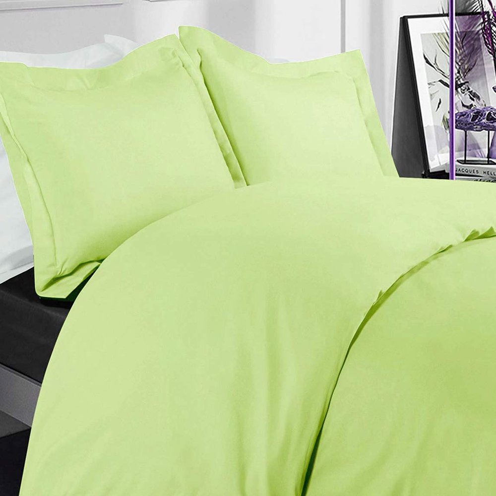 AMAY Giza Cotton, 500 Thread Count 3-Piece Duvet Cover Set, Super, Luxurious, Stylish - Hospital Twin Sage Solid