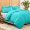 AMAY Giza Cotton, 500 Thread Count 3-Piece Duvet Cover Set, Super, Luxurious, Stylish - California Queen Turquoise Solid view 1