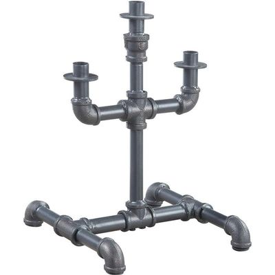 ACME Brantley Pipe Design Candleholder with Metal Frame in Sandy Gray