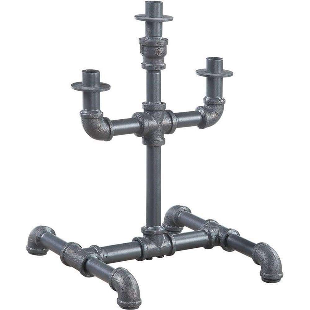 ACME Brantley Pipe Design Candleholder with Metal Frame in Sandy Gray
