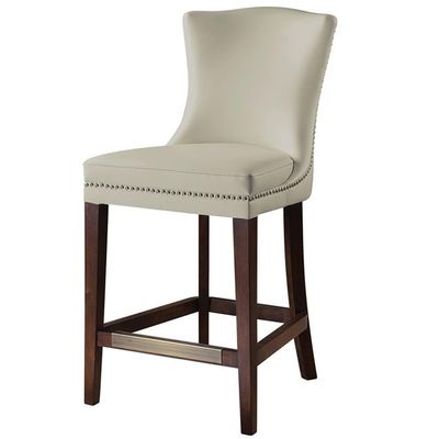 BOWERY HILL 26" Faux Leather Counter Stool in Cream and Walnut