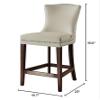 BOWERY HILL 26" Faux Leather Counter Stool in Cream and Walnut view 3