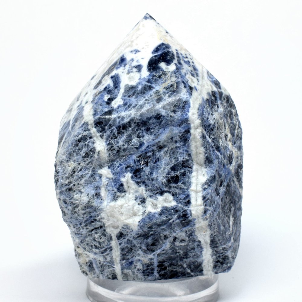 3.5" Blue Sodalite Rough Point Natural Quartz Crystal Gemstone UV Reactive Mineral Specimen - Brazil