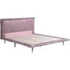 Acme Metis Top Grain Leather Upholstered Queen Bed with Metal Legs in Pink view 1