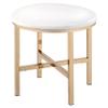 Acme Midriaks Metal Round Mirror and Faux Leather Stool in White and Gold view 2