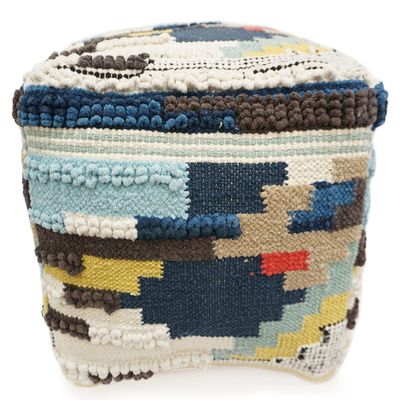 Home&Manor Wool Cotton 16" Pouf Ottoman