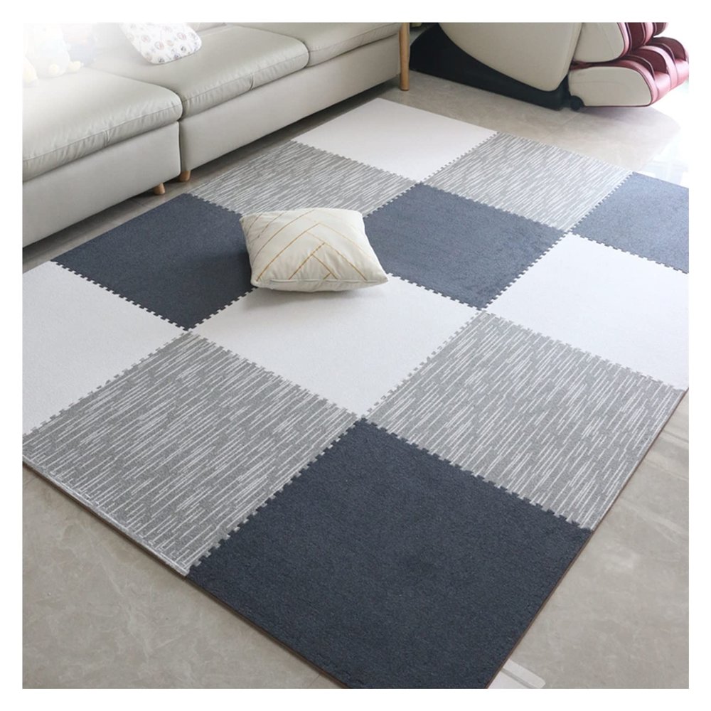 AYLYHD Interlocking Foam Carpet Tiles, Thick 1cm Suede Puzzle Area Rug Playmat for Room Floor Durable Carpet Squares Anti Fatigue Support for Home Office or Classroom Use
