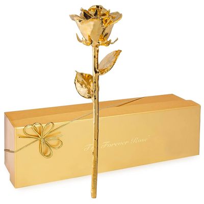 Forever Rose Real 24K Gold Dipped Rose | Everlasting and Custom Luxury Laser Engraved Real Hand Dipped 24K Gold Rose | Romantic Gifts for Women & Men