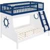 Acme Farah Twin Over Full Wooden Bunk Bed with Ladder in Navy Blue and White view 1