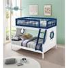 Acme Farah Twin Over Full Wooden Bunk Bed with Ladder in Navy Blue and White view 2