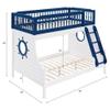 Acme Farah Twin Over Full Wooden Bunk Bed with Ladder in Navy Blue and White view 3