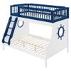 Acme Farah Twin Over Full Wooden Bunk Bed with Ladder in Navy Blue and White view 4