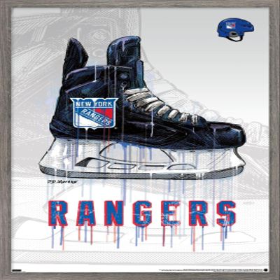 Trends International NHL New York Rangers - Drip Skate 21 Wall Poster, 14.725" x 22.375", Barnwood Framed Version