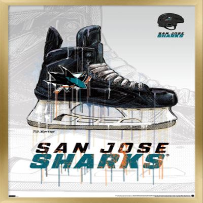 Trends International NHL San Jose Sharks - Drip Skate 21 Wall Poster, 22.375" x 34", Gold Framed Version