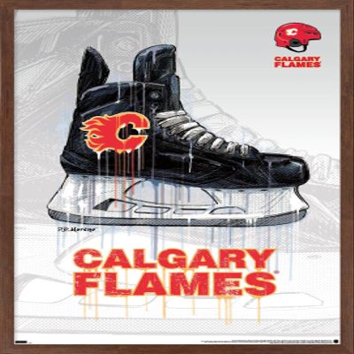 Trends International NHL Calgary Flames - Drip Skate 21 Wall Poster, 22.375" x 34", Mahogany Framed Version