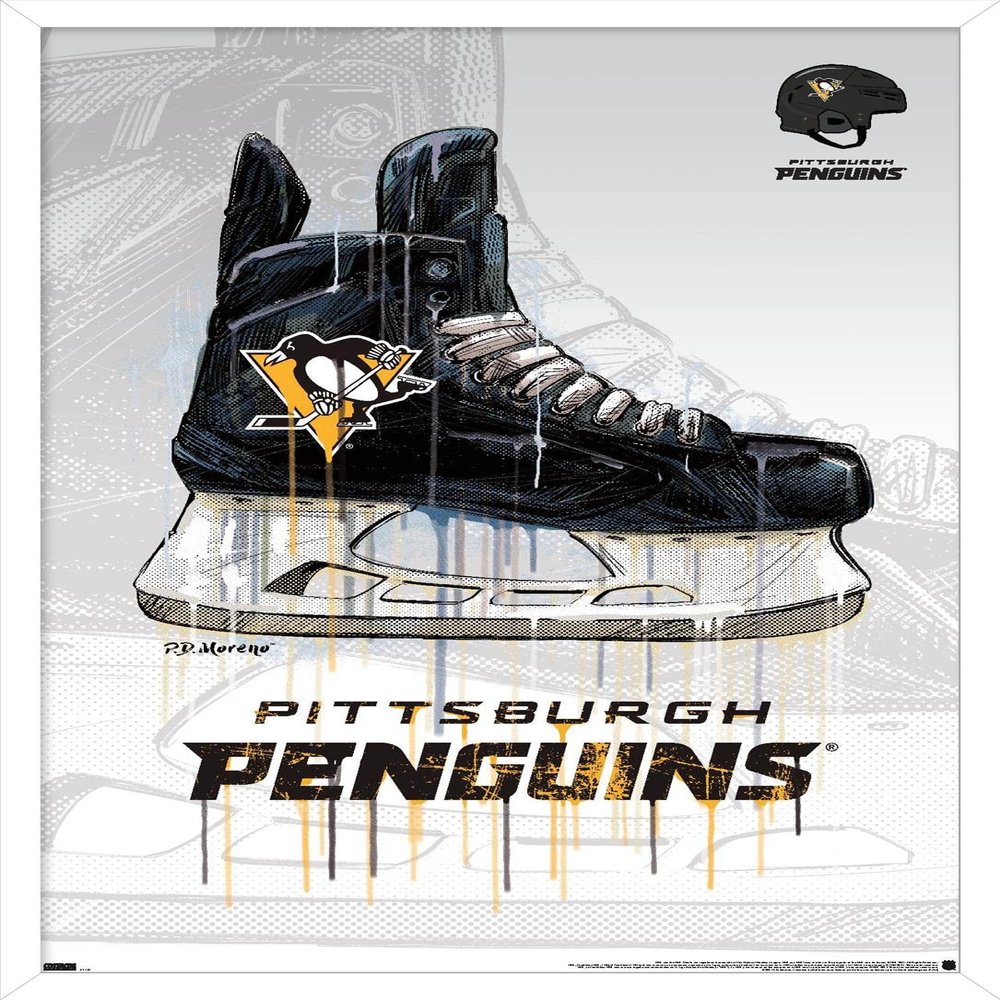 Trends International NHL Pittsburgh Penguins - Drip Skate 21 Wall Poster, 22.375" x 34", White Framed Version