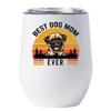 Best Dog Mom Ever Cup - Pug Tumbler 12oz With Lid Gift For Dogs Lover - Vintage Sunset Wine Glass - Funny Pugs Mug Tumblers Stainless Steel Presents Idea For Women view 1
