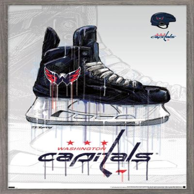 Trends International NHL Washington Capitals - Drip Skate 21 Wall Poster, 14.725" x 22.375", Barnwood Framed Version