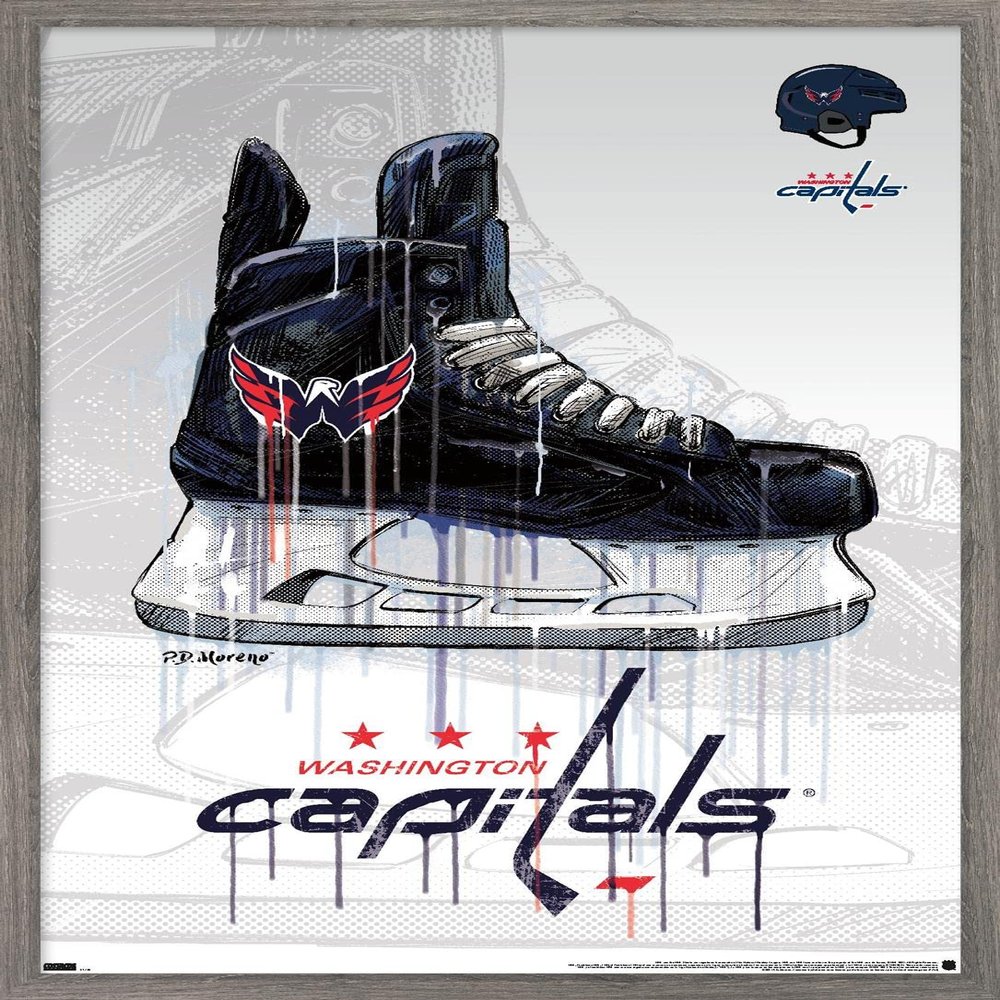 Trends International NHL Washington Capitals - Drip Skate 21 Wall Poster, 14.725" x 22.375", Barnwood Framed Version