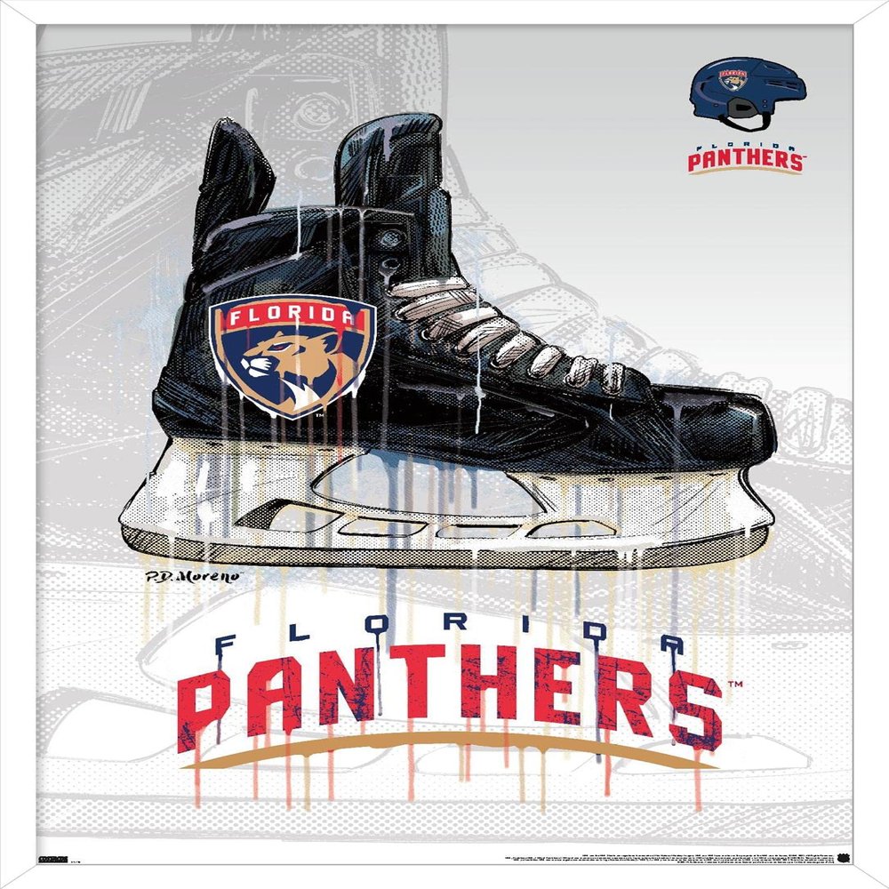 Trends International NHL Florida Panthers - Drip Skate 21 Wall Poster, 22.375" x 34", White Framed Version