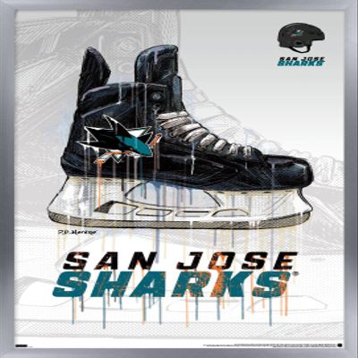 Trends International NHL San Jose Sharks - Drip Skate 21 Wall Poster, 22.375" x 34", Silver Framed Version
