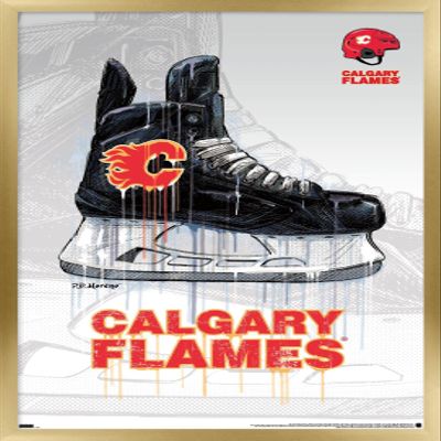 Trends International NHL Calgary Flames - Drip Skate 21 Wall Poster, 22.375" x 34", Gold Framed Version